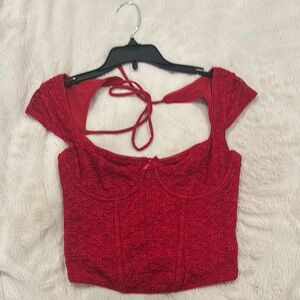 GARAGE red bustier top with open back and bow detail❤️